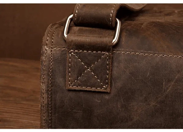 Mens Leather Business Backpack Rucksack Vintage