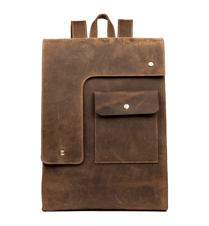 Mens Leather Business Backpack Rucksack Vintage