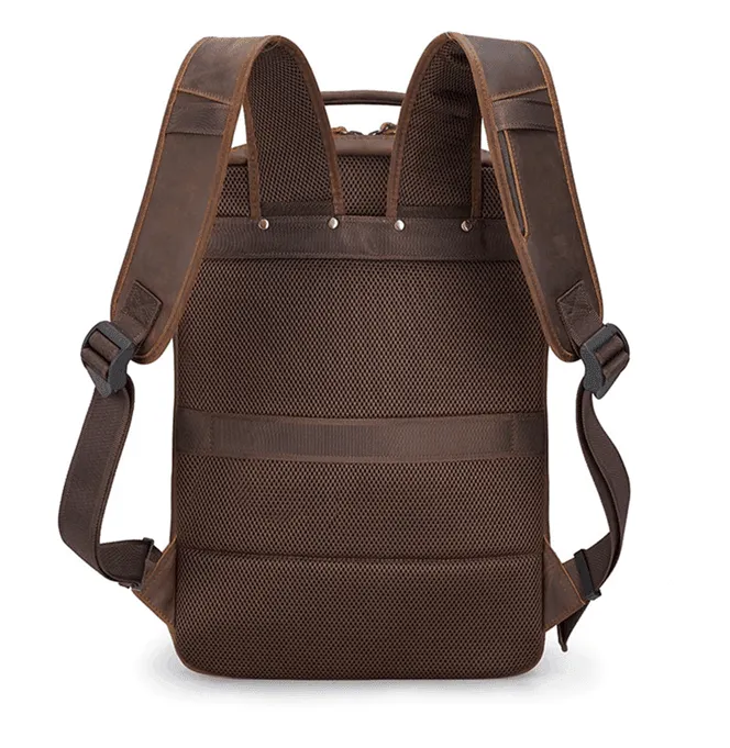Mens Leather Multifunctional Backpack Large Capacity