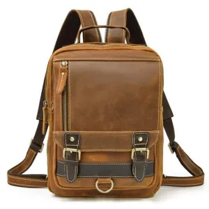 Mens Leather Shoulder Backpack Sling Travel Weekender Bag