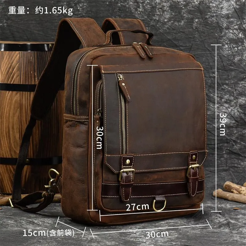 Mens Leather Shoulder Backpack Sling Travel Weekender Bag