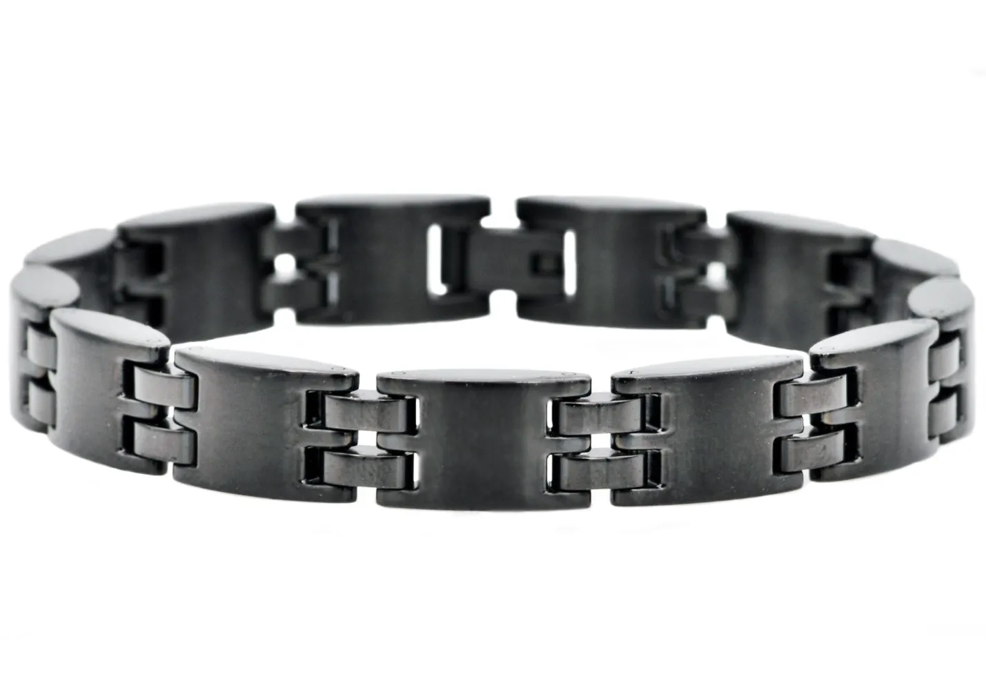 Mens Matte Finish Black Stainless Steel Bracelet