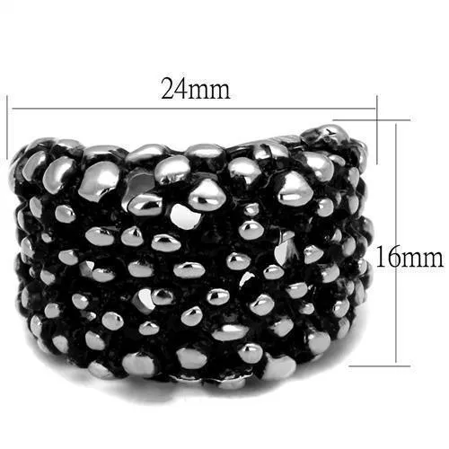 Mens Stainless Steel Black Epoxy Ring Men Silver Tone