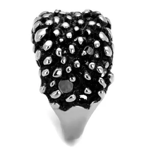 Mens Stainless Steel Black Epoxy Ring Men Silver Tone
