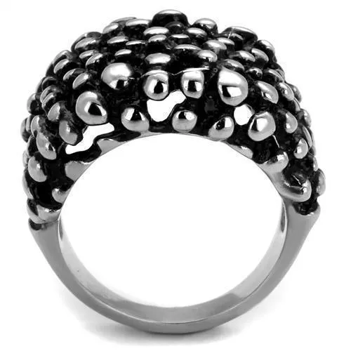 Mens Stainless Steel Black Epoxy Ring Men Silver Tone