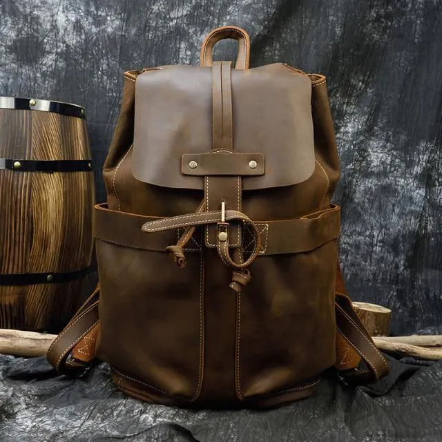 Mens Vintage Leather Backpack Stylish Overnight Or Daypack