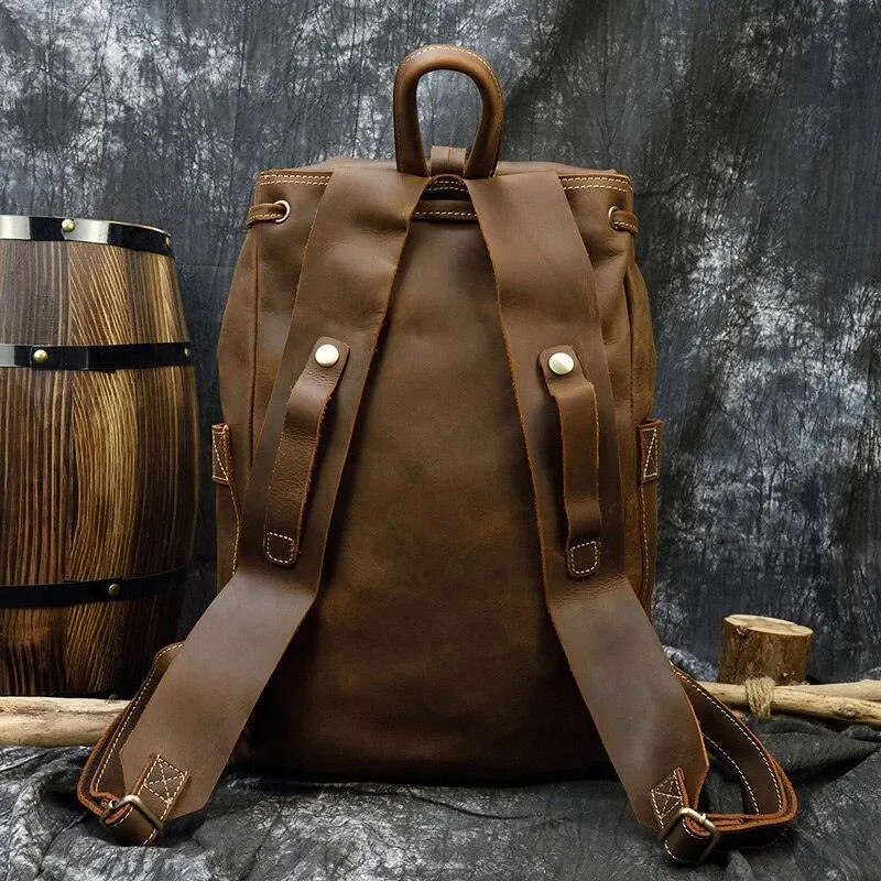 Mens Vintage Leather Backpack Stylish Overnight Or Daypack