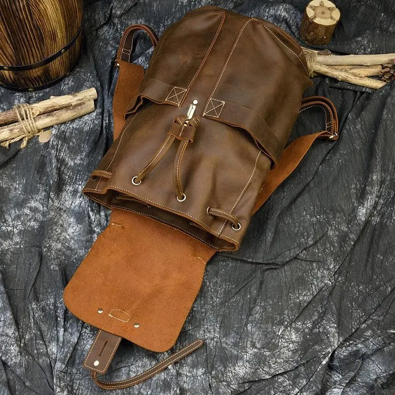 Mens Vintage Leather Backpack Stylish Overnight Or Daypack