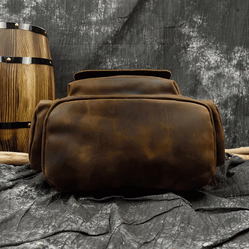 Mens Weekender Leather Backpack Great Outdoor Travel Bag