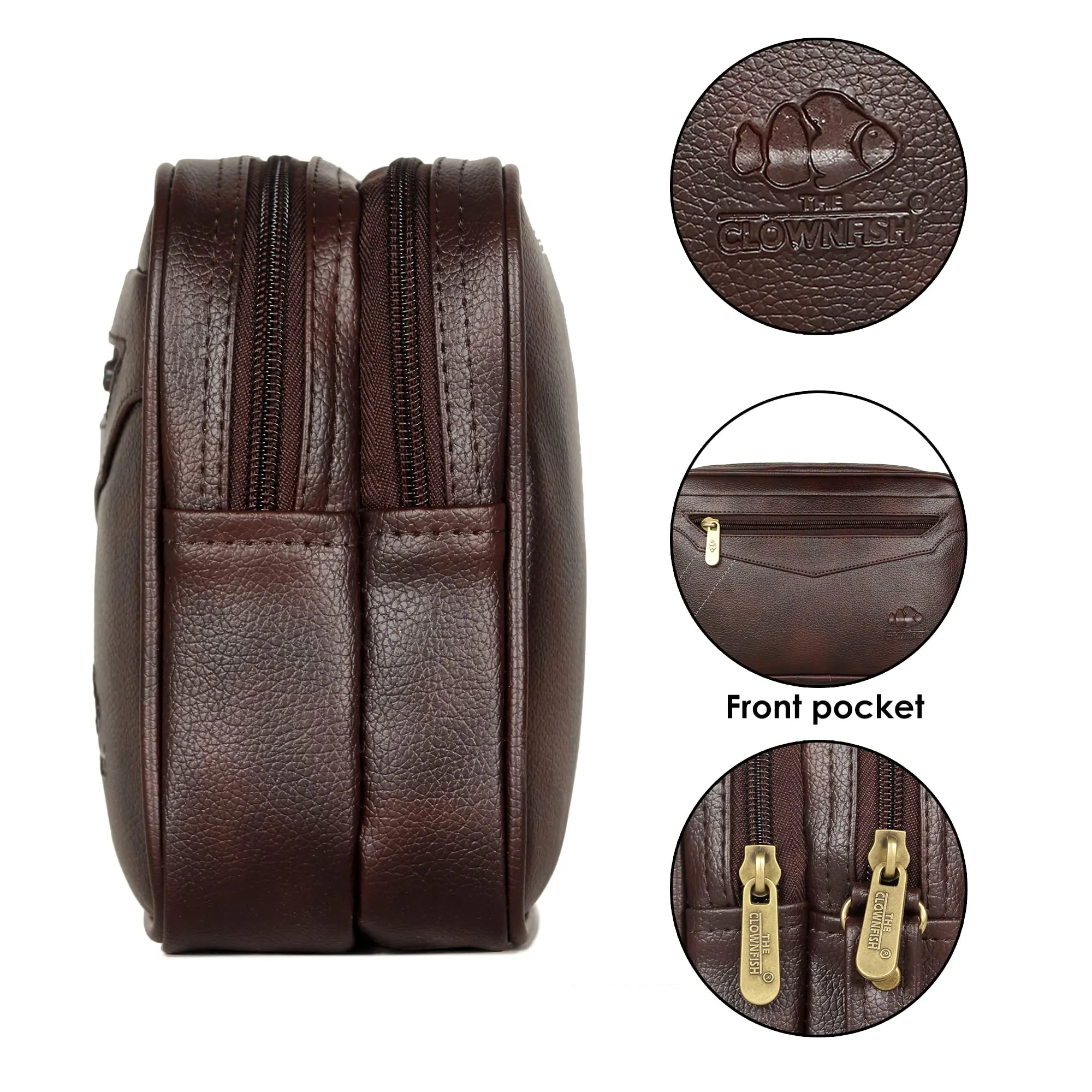 Multipurpose Travel Pouch Clutch with Stylish Design | 2 Compartments | Dark Brown