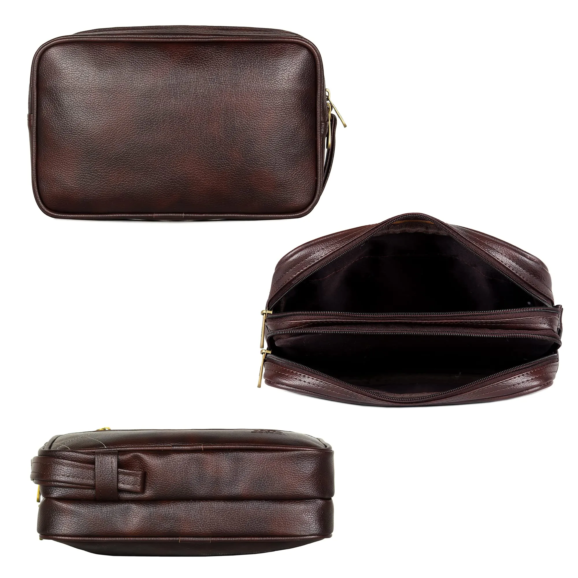 Multipurpose Travel Pouch Clutch with Stylish Design | 2 Compartments | Dark Brown