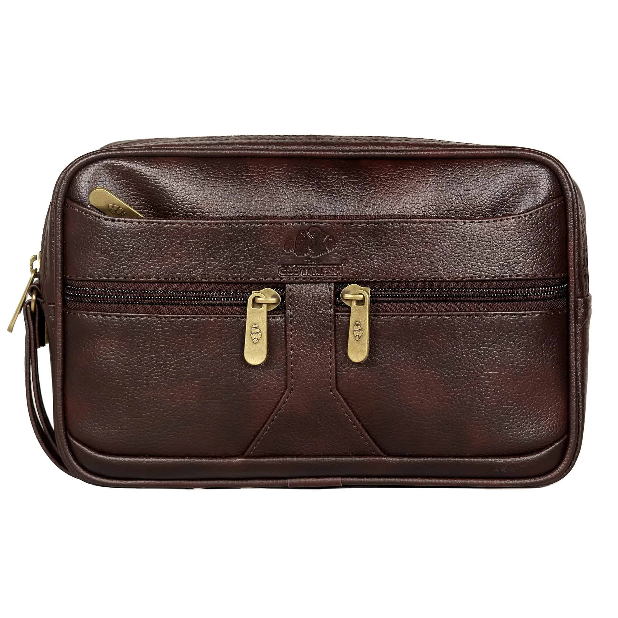 Multipurpose Travel Pouch Clutch with Stylish Design | 2 Compartments | Dark Brown