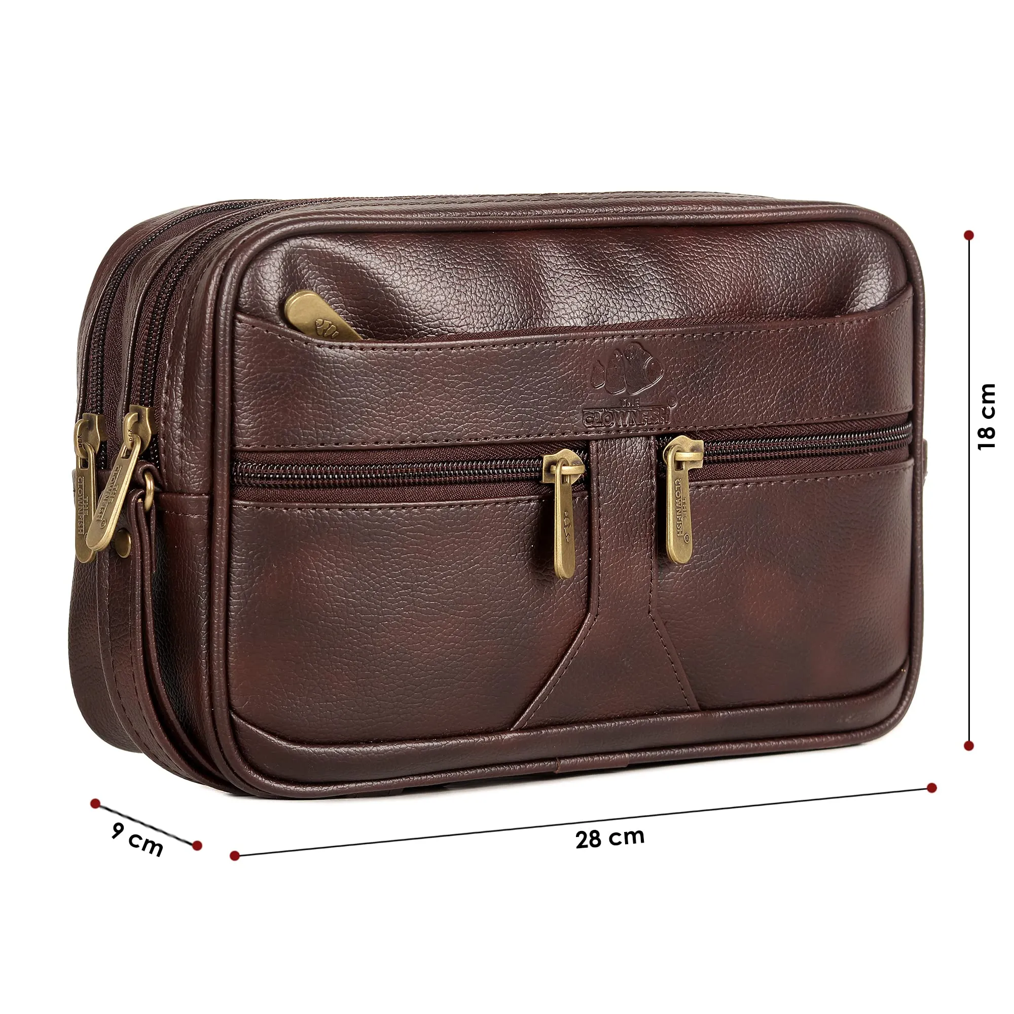 Multipurpose Travel Pouch Clutch with Stylish Design | 2 Compartments | Dark Brown