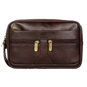 Multipurpose Travel Pouch Clutch with Stylish Design | 2 Compartments | Dark Brown