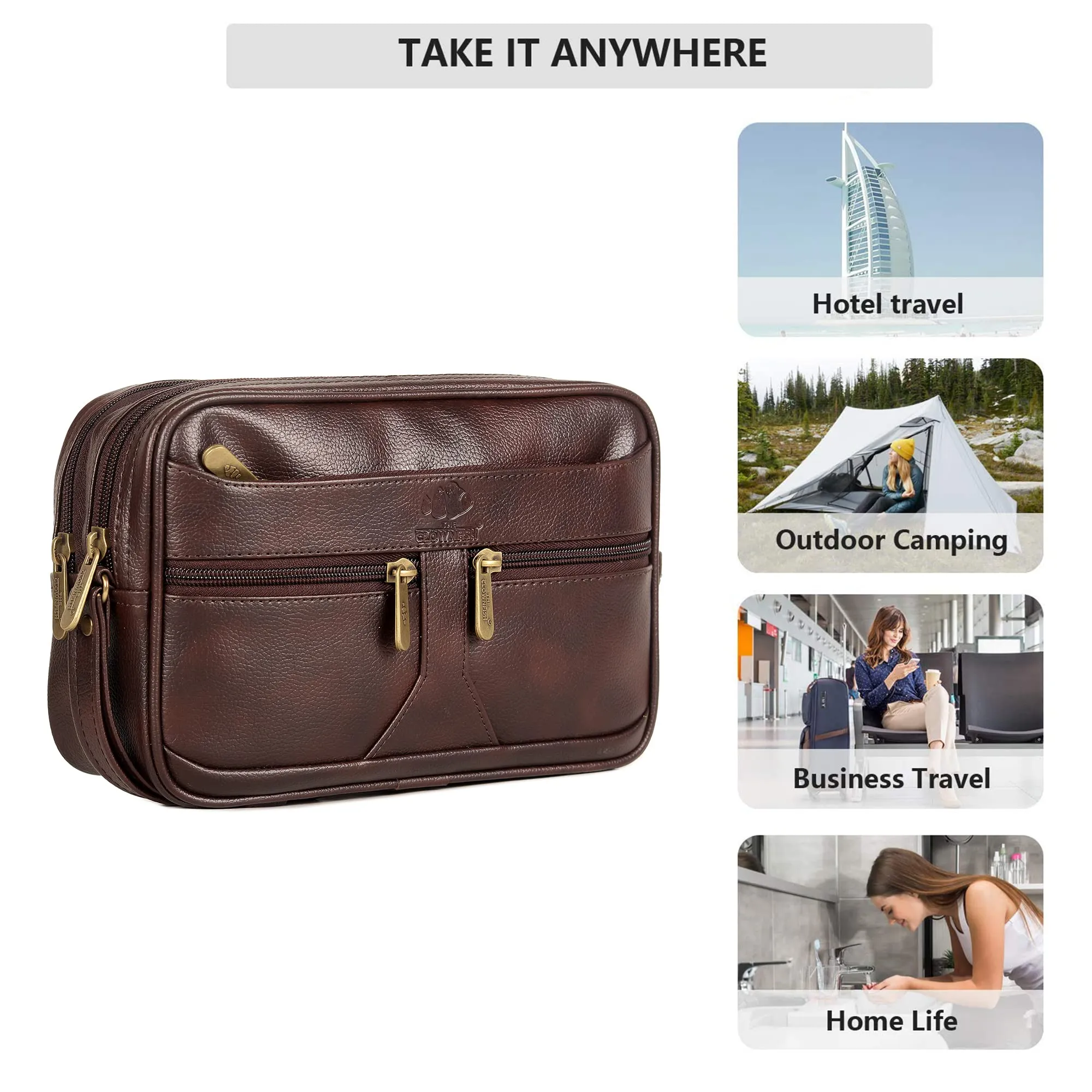 Multipurpose Travel Pouch Clutch with Stylish Design | 2 Compartments | Dark Brown