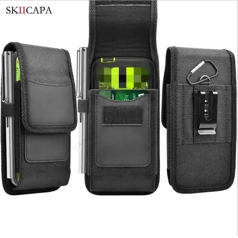 Oxford Cloth Leather Waist Bag for Samsung S24 Ultra Plus with Belt Clip Holster - Compatible with Galaxy A15 A05S A05 A25