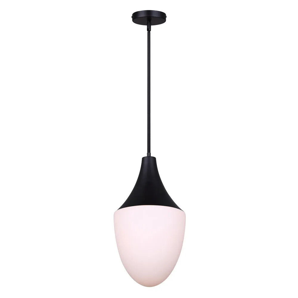 Pendant Light - Canarm EVLIN Gold or Matte Black Opal Glass Pendant Light, IPL1121A01