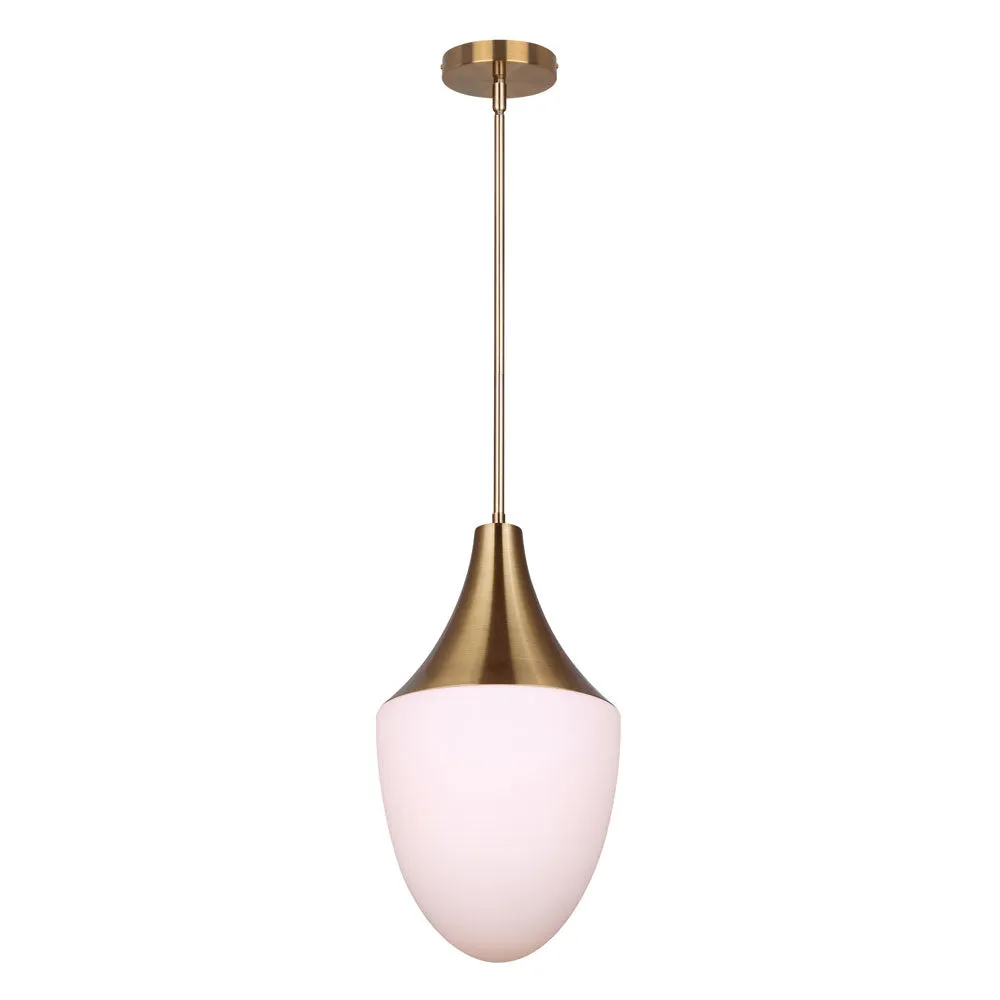 Pendant Light - Canarm EVLIN Gold or Matte Black Opal Glass Pendant Light, IPL1121A01