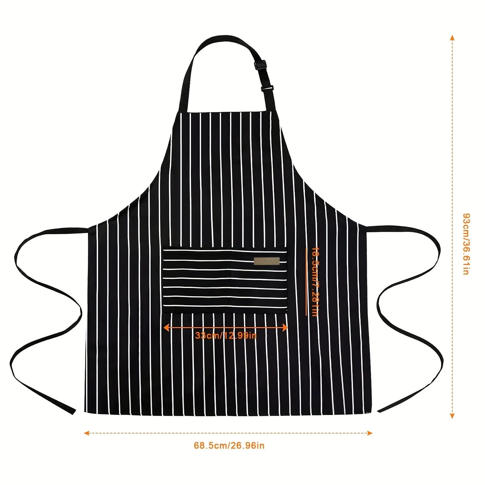"Unisex Black Apron - Single Piece, Adjustable Bib Design with 2 Pockets, Ideal for Cooking, Baking, Gardening, Restaurant, BBQ - Cotton Linen Chef's Apron for Men and Women"