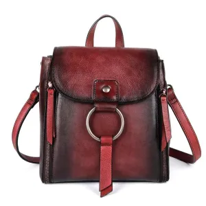 Retro Design Womens High Quality Leather Backpack Daypack