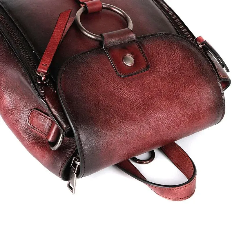 Retro Design Womens High Quality Leather Backpack Daypack