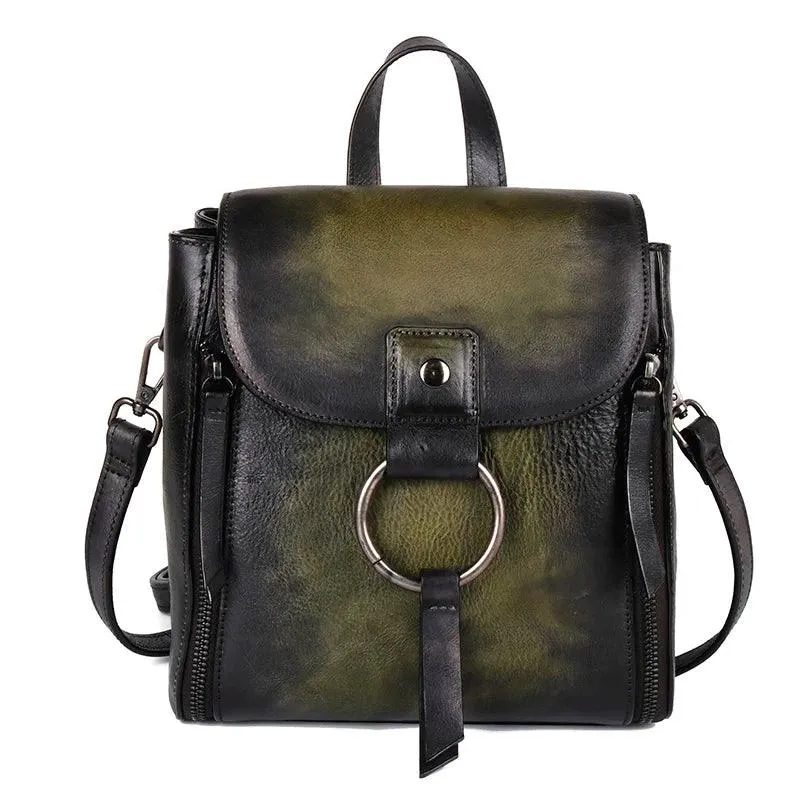 Retro Design Womens High Quality Leather Backpack Daypack