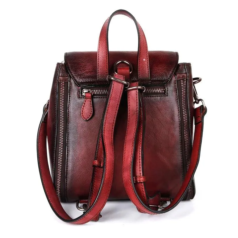 Retro Design Womens High Quality Leather Backpack Daypack