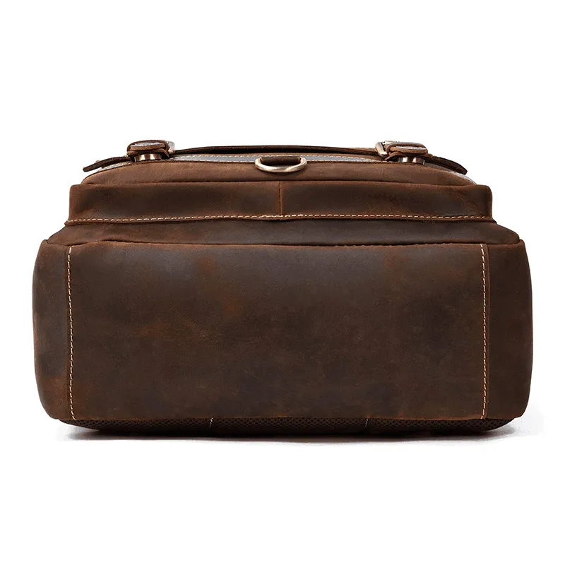 Retro Style Large Leather Backpack Genuine Leather