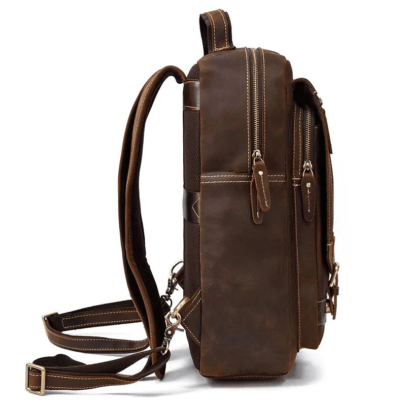 Retro Style Large Leather Backpack Genuine Leather