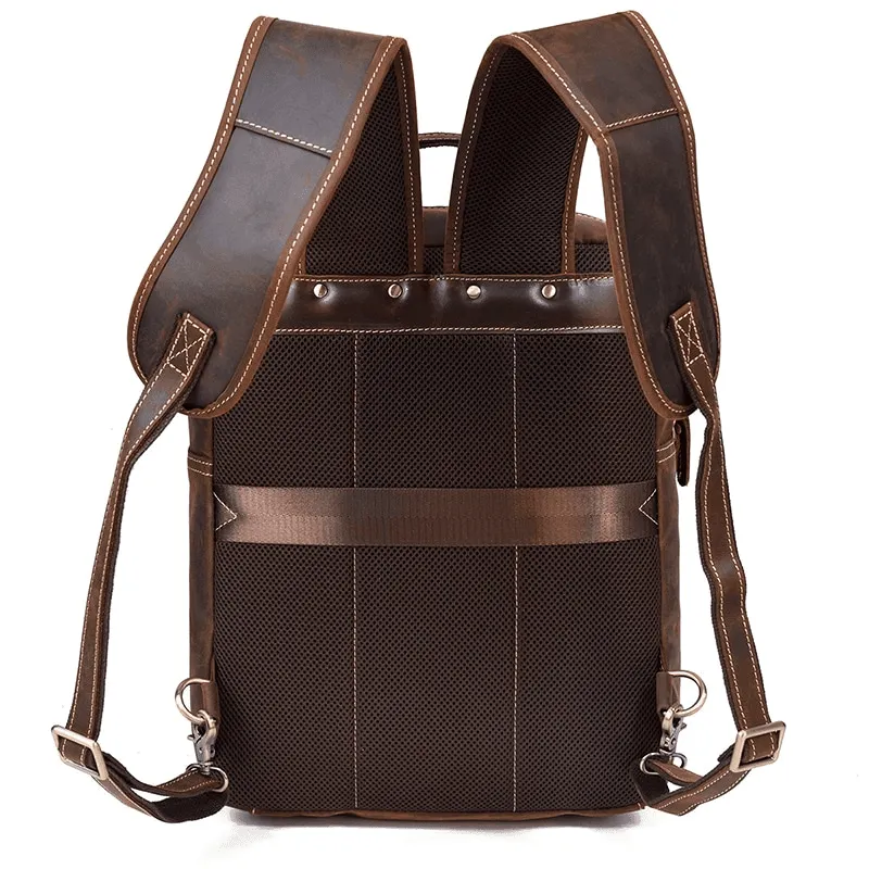 Retro Style Large Leather Backpack Genuine Leather