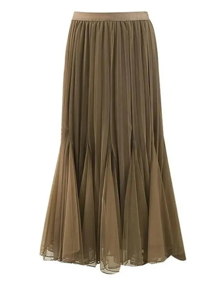 Reversible High-Waist Pleated Skirt