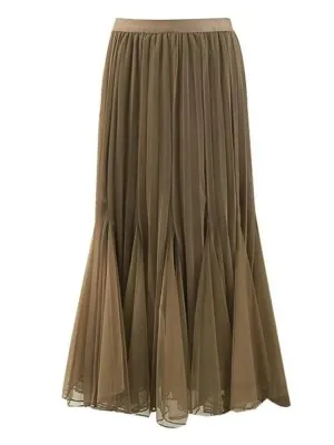 Reversible High-Waist Pleated Skirt