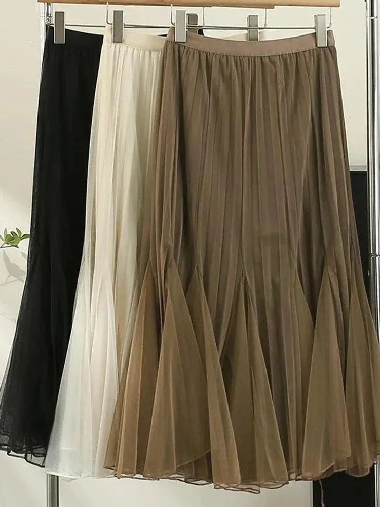 Reversible High-Waist Pleated Skirt