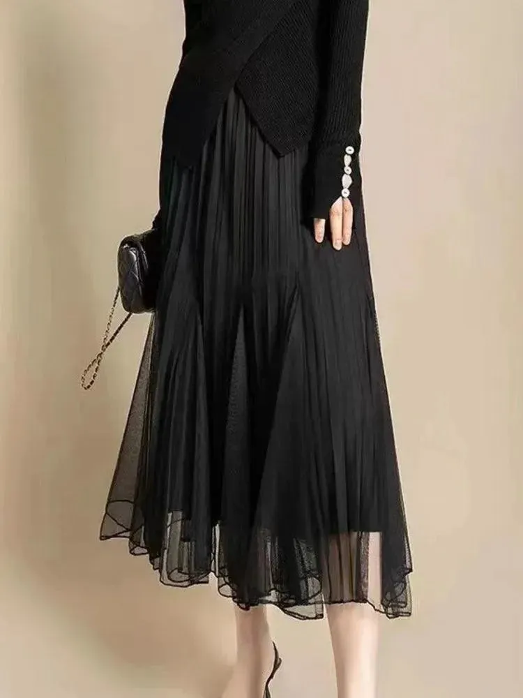 Reversible High-Waist Pleated Skirt