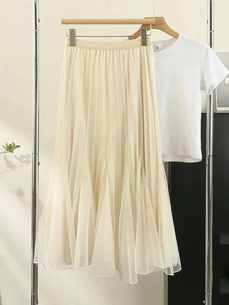 Reversible High-Waist Pleated Skirt