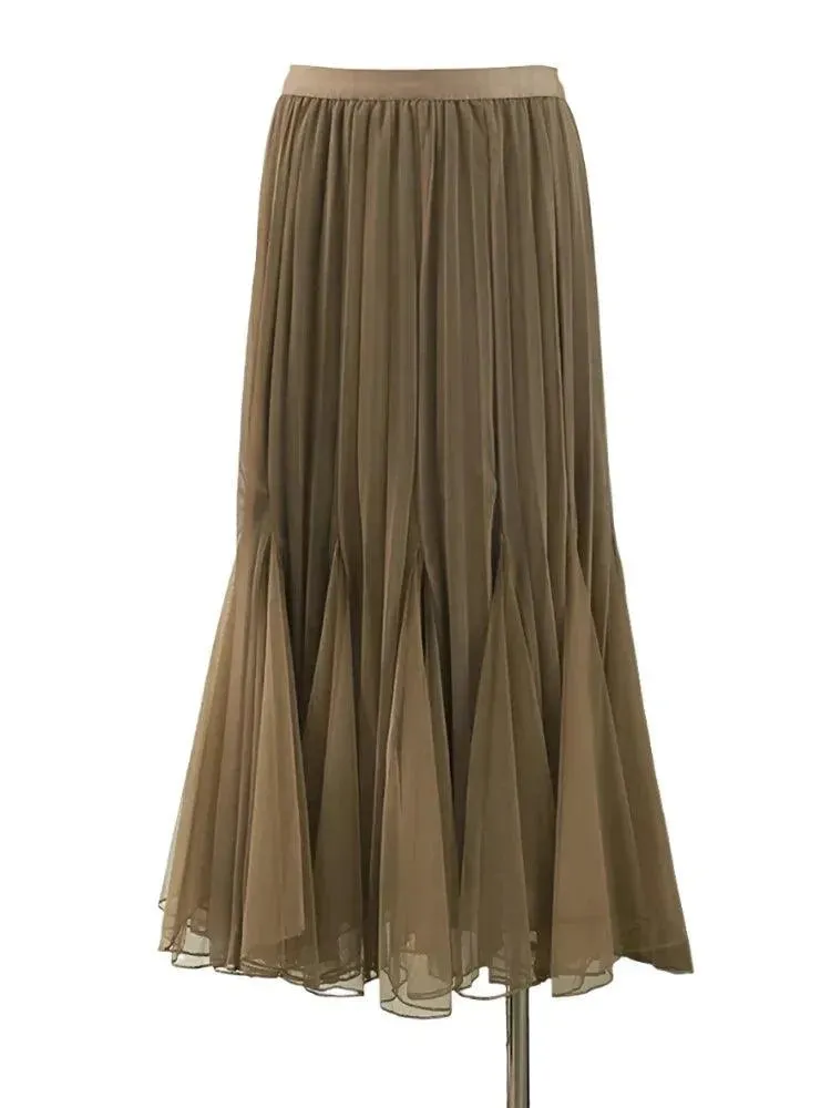 Reversible High-Waist Pleated Skirt