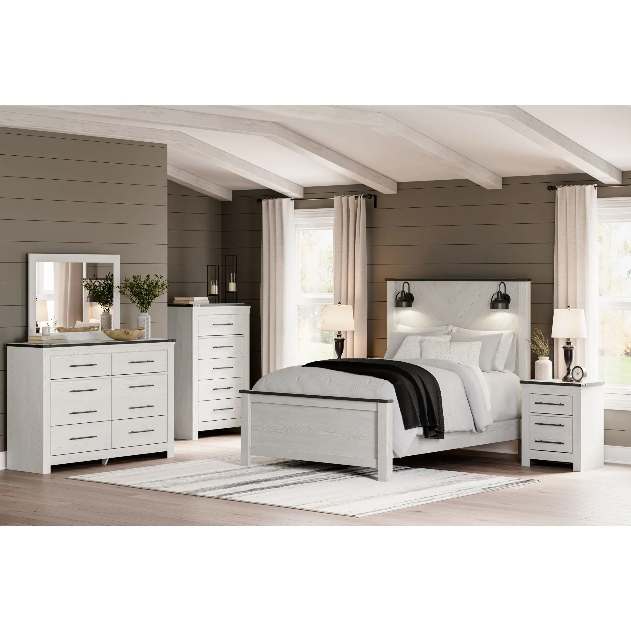 Schoenberg Queen Panel Bed - White
