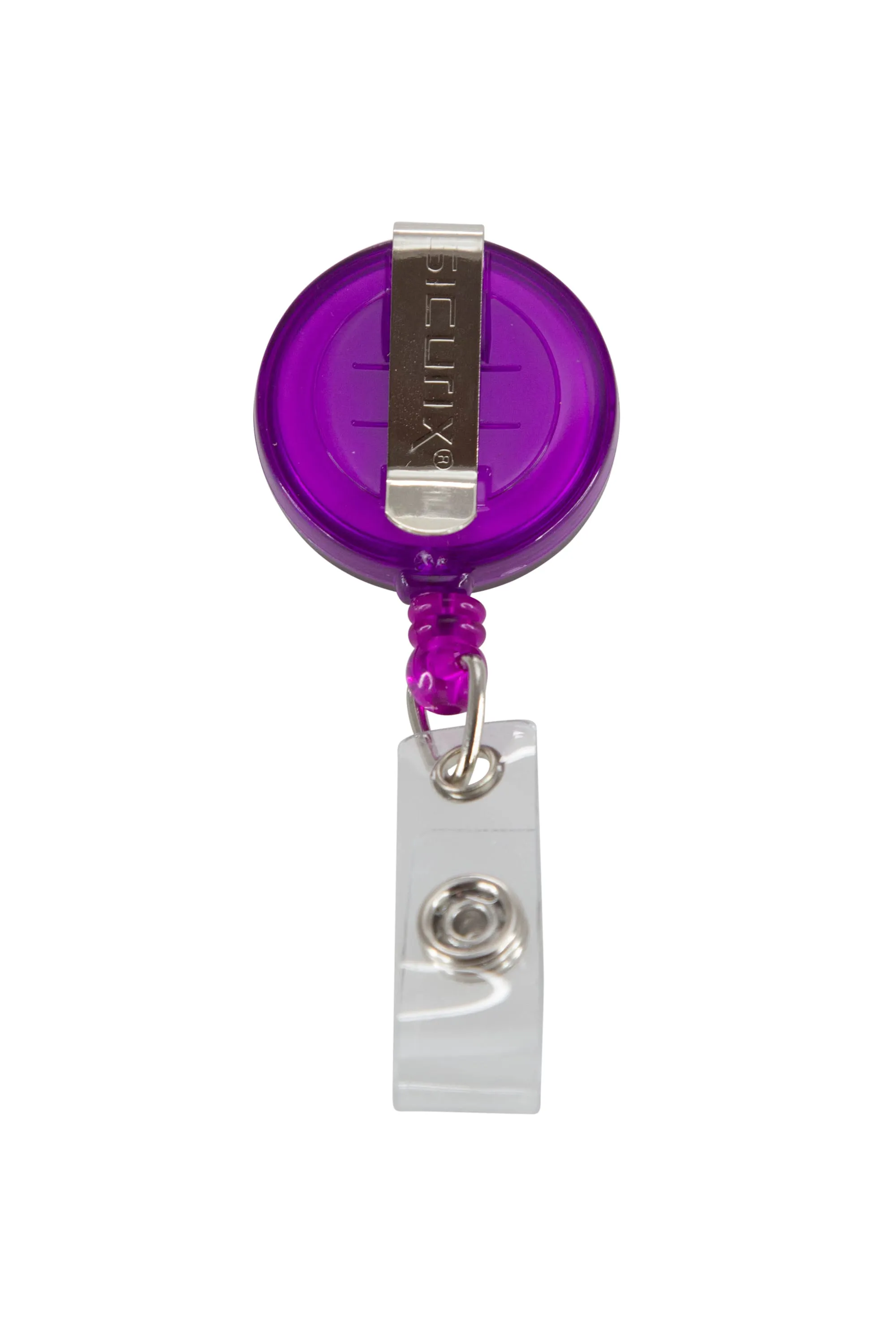 SICURIX Translucent ID Badge Reels Round Belt Clip Strap 4 Pack RED BLUE CLEAR PURPLE (68884)