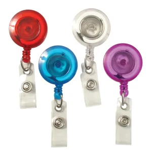 SICURIX Translucent ID Badge Reels Round Belt Clip Strap 4 Pack RED BLUE CLEAR PURPLE (68884)