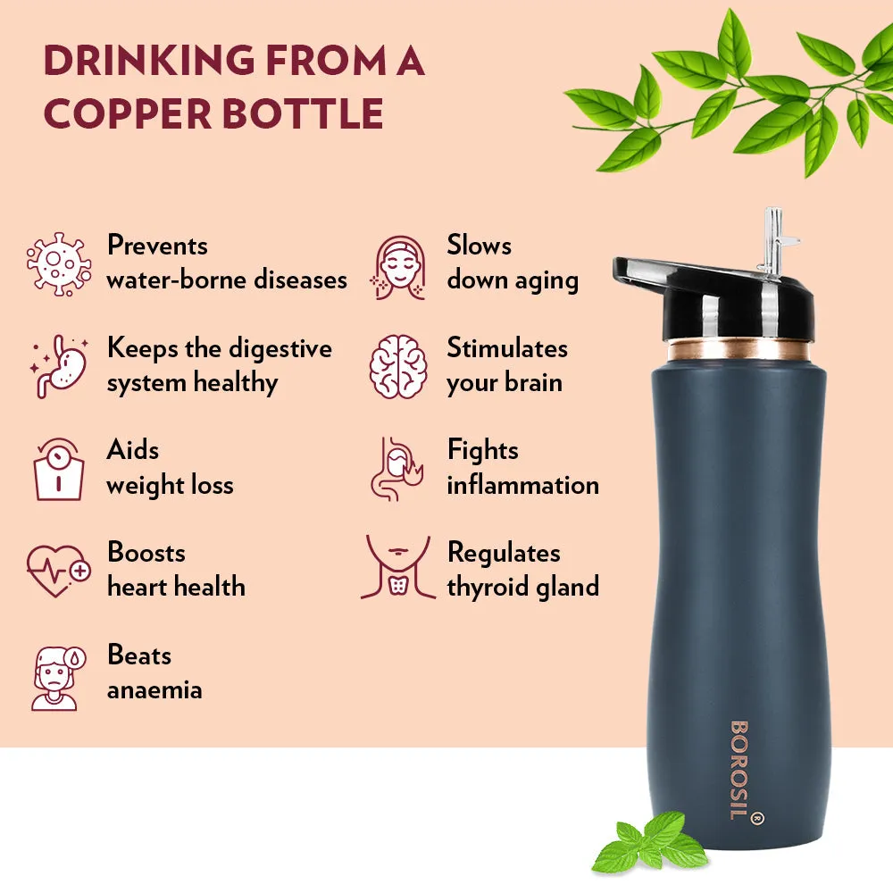 Sipper Copper Bottle, Grey, 750 ml