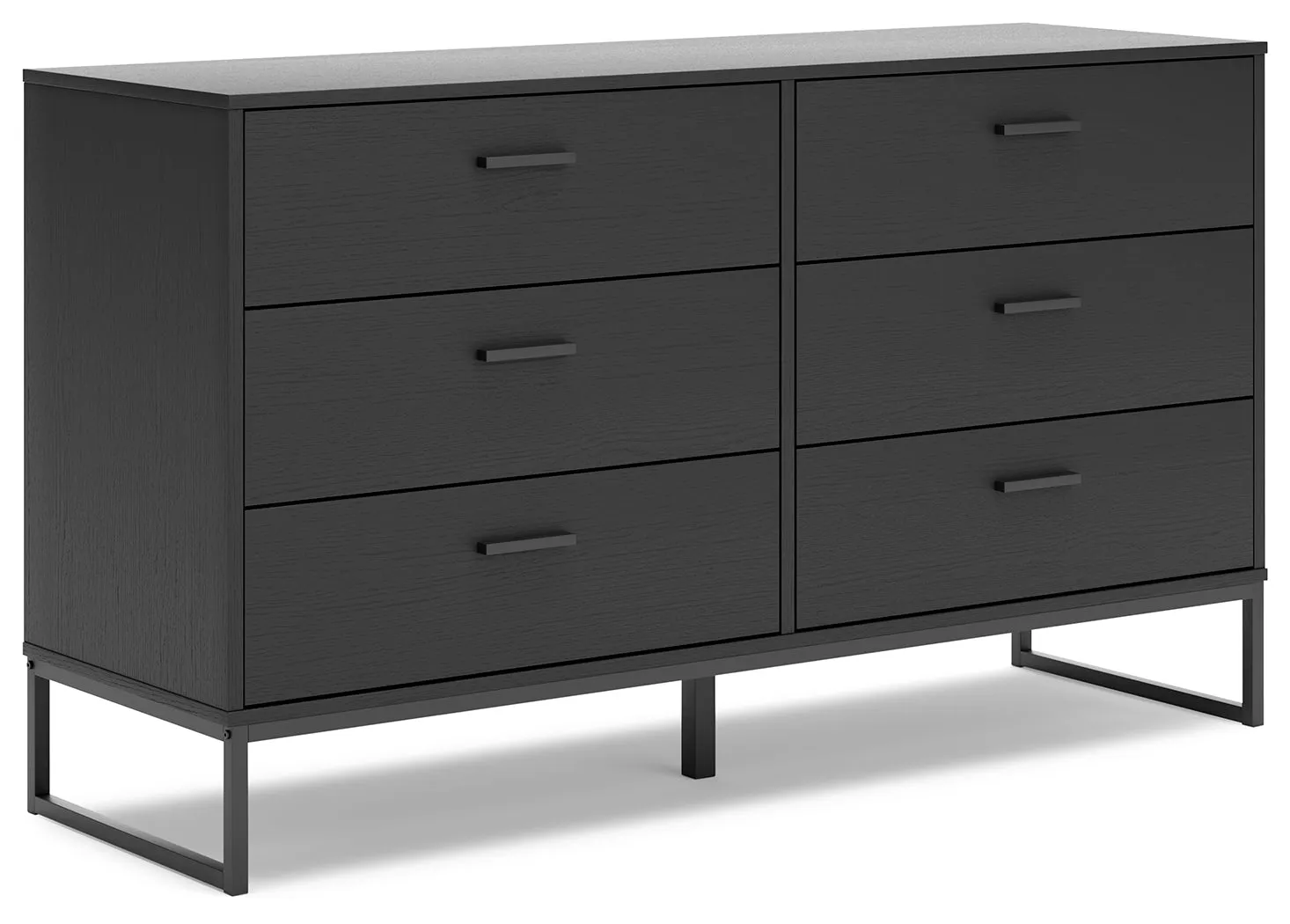Socalle Twin Panel Platform Bed with Dresser and 2 Nightstands in Black