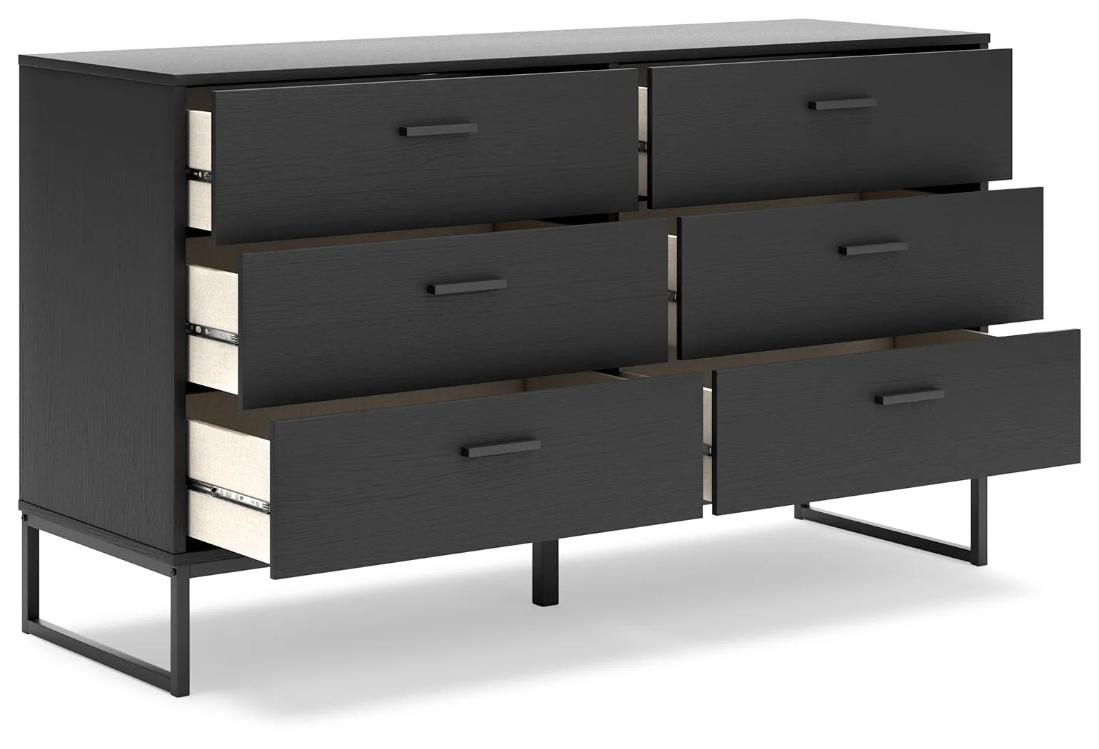 Socalle Twin Panel Platform Bed with Dresser and 2 Nightstands in Black