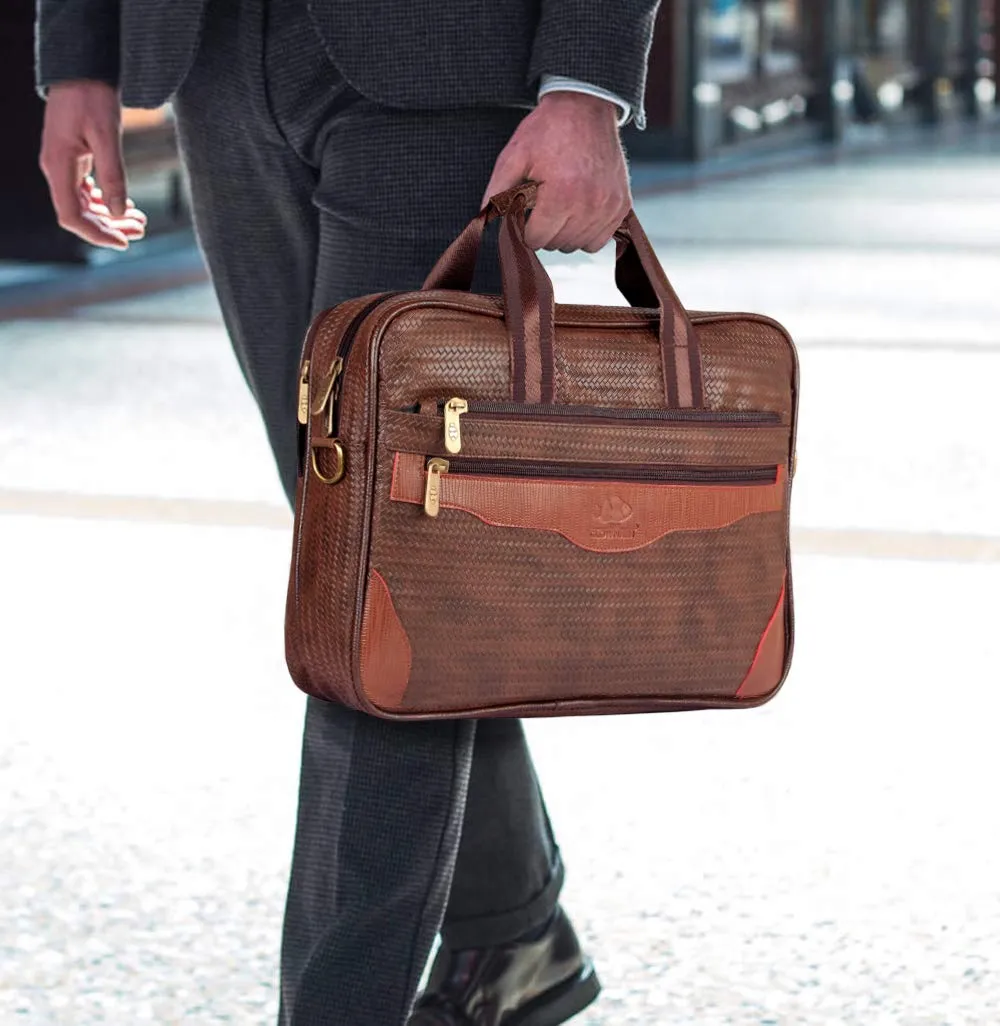 The Clownfish Mat Series 15.6 inch Laptop Briefcase - Lightweight, Durable | 15.6 inch Capacity | Chestnut Brown