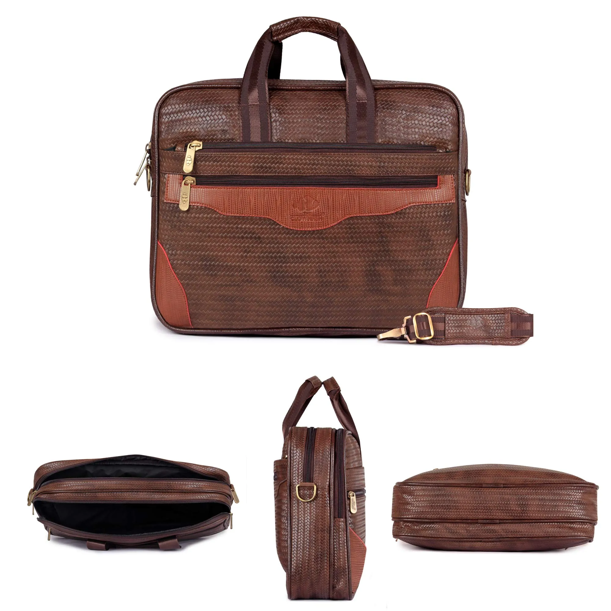 The Clownfish Mat Series 15.6 inch Laptop Briefcase - Lightweight, Durable | 15.6 inch Capacity | Chestnut Brown