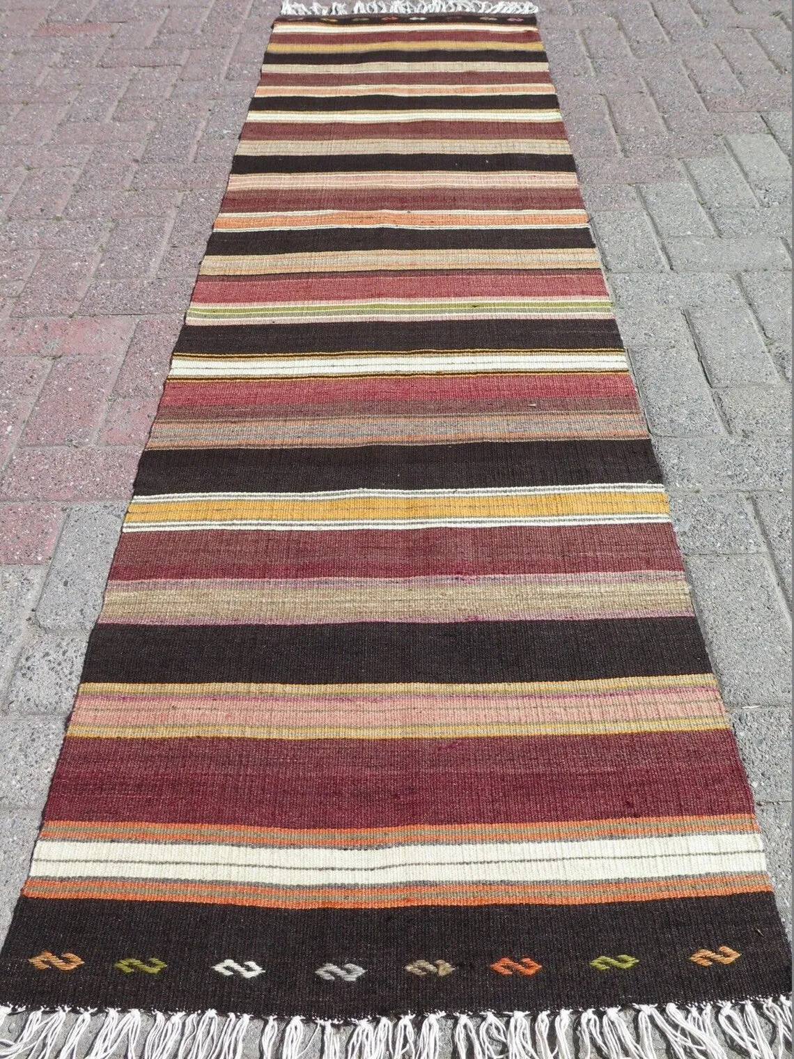 Turkish Kilim  Runner- 25"x 91" , #394