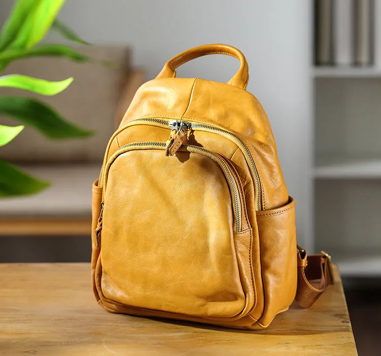 Vintage Ladies Leather Rucksack Stylish Backpacks For Women