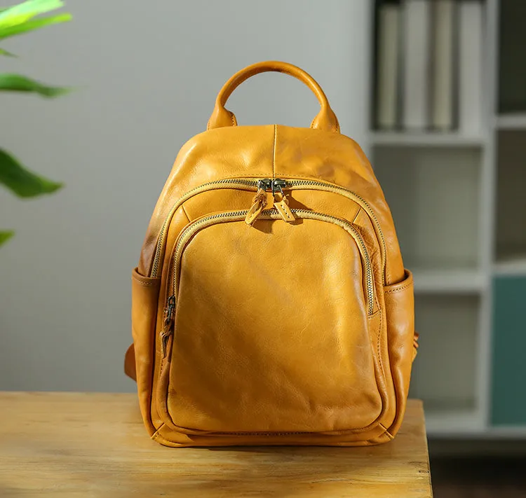 Vintage Ladies Leather Rucksack Stylish Backpacks For Women