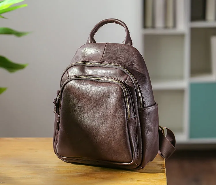 Vintage Ladies Leather Rucksack Stylish Backpacks For Women