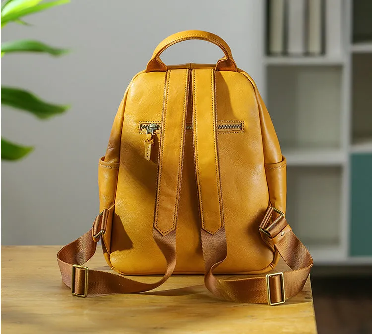 Vintage Ladies Leather Rucksack Stylish Backpacks For Women