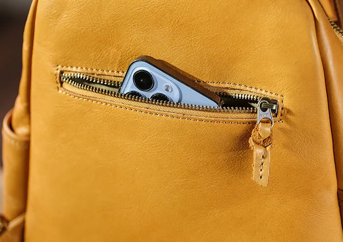 Vintage Ladies Leather Rucksack Stylish Backpacks For Women